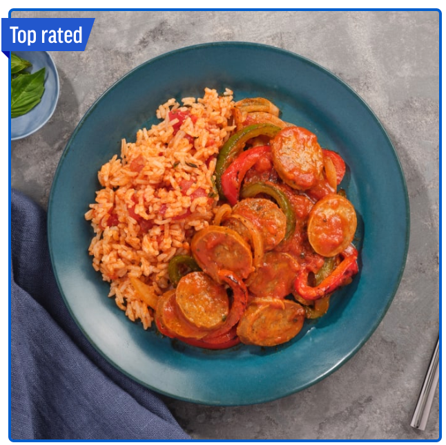 SAUSAGE & PEPPERS with Tomato Rice